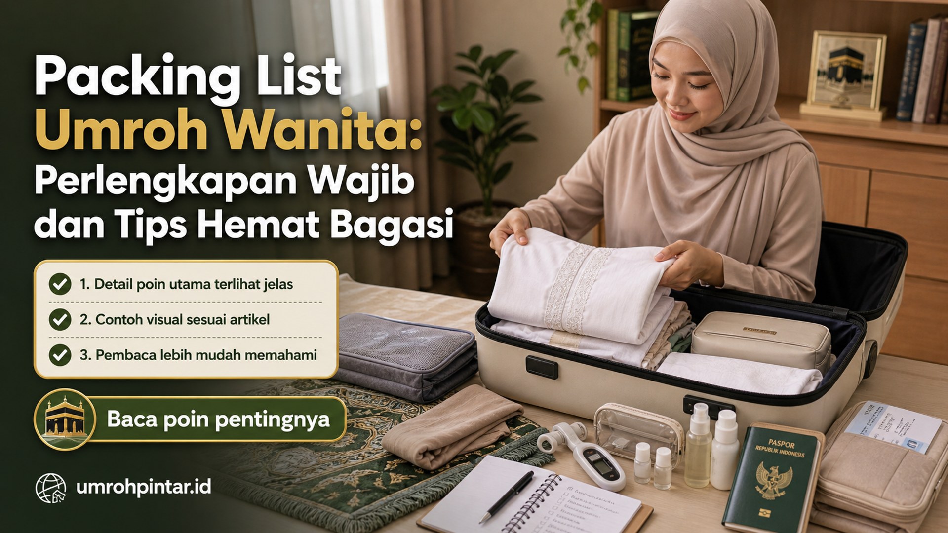 Ilustrasi paket umroh resmi - Packing List Umroh Wanita: Perlengkapan Wajib dan Tips Hemat Bagasi