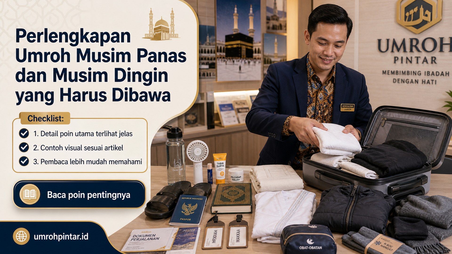 Ilustrasi paket umroh resmi - Perlengkapan Umroh Musim Panas dan Musim Dingin yang Harus Dibawa