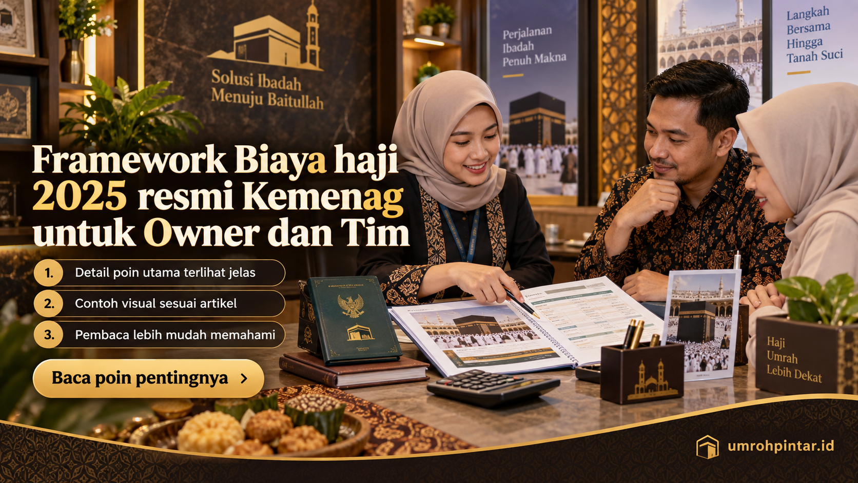 Ilustrasi Perbedaan haji ONH reguler vs plus vs furoda - Framework Biaya haji 2025 resmi Kemenag untuk Owner dan Tim